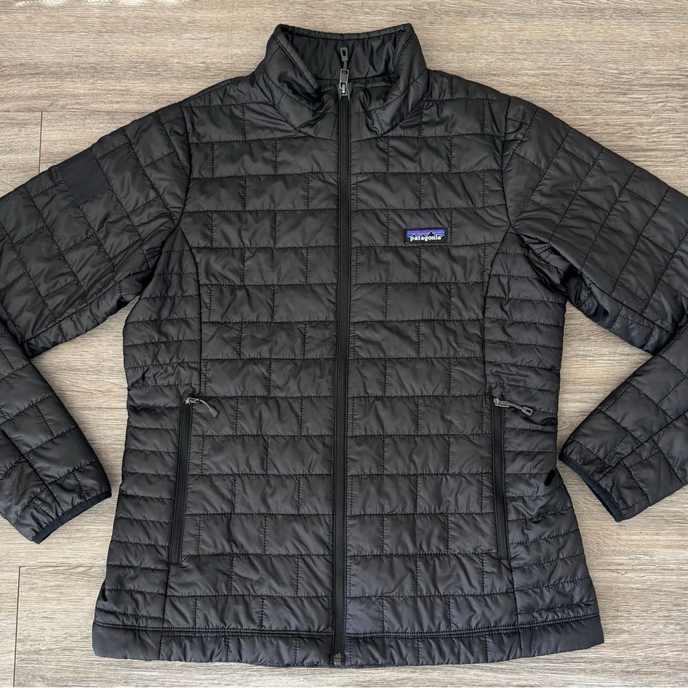 Patagonia Nano Puff Jacket Womens Large Black Puffer Coat SP23 Excellent